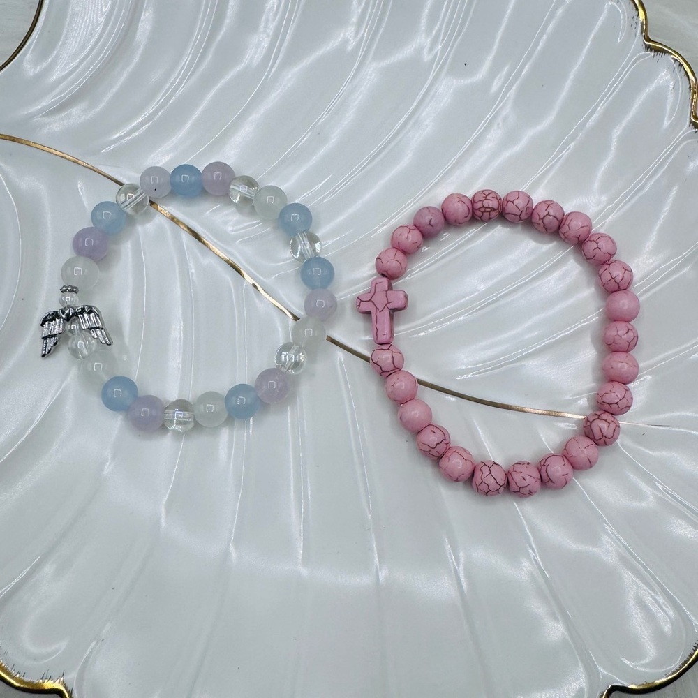 Angel Wing and Cross Beaded Bracelet Set - Picture 4 of 5